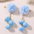 Blauwe stoffen bloem haarspelden met hangende rozenknoppen, elegante Hanfu haaraccessoires voor dames. - ZMH3093 (Blauw) / Blauw