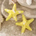 Zomer strand oceaan stijl gele zeester haarspeld eendebek clip haaraccessoires detail - Geel