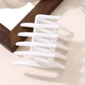 Minimalist white hair claw clip with geometric cross design, elegant styling accessory. - White