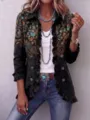 Cardigan chic à imprimé floral style bohème, manches longues et superbes volants. - S / Hauts / Noir Bohème