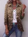 Cardigan à manches longues imprimé léopard pour femme avec volants et boutons tendance élégante. - S / Hauts / Léopard Jaune