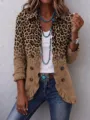 Veste cardigan manches longues imprimé léopard volants femme mode décontractée. - S / Hauts / Léopard Marron