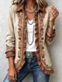 Femme vintage decontracte manches longues revers volant bouton cardigan manteau vetement - S / Hauts / Totem Paisley