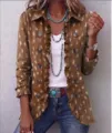 Cardigan femme manches longues à volants et boutons veste casual automne élégante chic - S / Hauts / Imprimé Tacheté