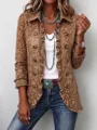 Cardigan vintage à fleurs et volants manches longues boutonné veste décontractée automne - S / Hauts / Kaki Imprimé Floral Complet