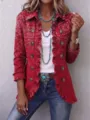 Cardigan imprimé cachemire rouge, manches longues boutons volants décontracté femme, modèle variante. - S / Hauts / Paisley Rouge