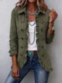 Veste Cardigan Femme Casual Manches Longues à Volants Boutons Mode Tendance Chic - S / Hauts / Jacquard Vert Armée