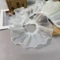 White single-layer organza ruffle lace trim, 11cm wide, perfect for DIY sewing and crafts. - 1 Yard/Pack / White