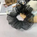 Black organza ruffle lace trim collar detail, perfect for DIY clothing and crafts decoration. - 1 Yard/Pack / Black