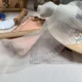 12cm wide double layer pleated tulle lace trim for stylish DIY doll clothing accessories. - 12cm / Beige