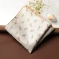 Men vintage gold feather pattern suit pocket square, elegant formal pocket handkerchief. - Pocket Square / Beige Feather