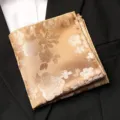 Pochette de costume homme dore motif floral vintage mouchoir habille pour ceremonie - Rêve Miroitant