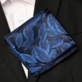 Pochette de costume homme motif de feuilles bleu elegante pour mariage fete formelle - Nébuleuse Onirique