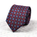 Burgunderrote Herrenkrawatte mit blauem Blumenmuster, klassische elegante Business Krawatte. - Handgebundene Krawatte / 8cmx145cm / Rot Blau Sternennacht