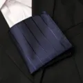 Classic navy blue striped pocket square for men, elegant suit handkerchief accessory. - Blue Shadow Stripe Style / 1 Piece
