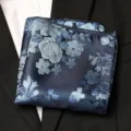 Pochette de costume homme bleu motif floral vintage retro accessoire de poche poitrine elegant chic. - Rêve de Gaze Bleue