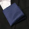 Men's navy blue patterned pocket square suit handkerchief detail view for formal wear. - Blue Snowflake Jacquard Style / 1 Piece