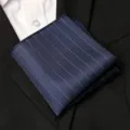 Men's suit pocket square dark blue pinstripe formal handkerchief fashion accessory square - Elegant Navy Fine Stripe Style / 1 Piece