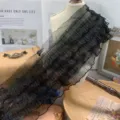 Detailed view of 15cm black 5-layer ruffled lace tulle trim for doll dress and curtain decor. - Black