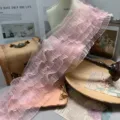 15cm wide 5-layer ruffled mesh lace trim for princess skirt hem and doll clothes decoration - Flesh Pink