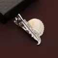 Silver feather tie clip detail, elegant metallic mens business suit accessory gift. - Gift Box / Silver Feather