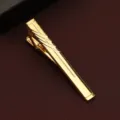 Gold metal tie clip for men, elegant business suit accessory with geometric engraved pattern. - Geometric Carved Style (New601)