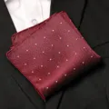 Men burgundy herringbone polka dot pocket square for formal suit suit jacket handkerchief details - Wine Red Herringbone Dot Style