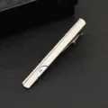 Detail shot of silver tie clip with rhinestone, premium metal business accessory close-up. - Simple Business Inlaid Rhinestone Style (J09) / Silver