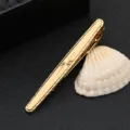 Gold metal tie clip for men, classic business suit accessory with elegant engraved design. - Gold D (Gift Box)