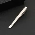 Elegant silver metal tie clip for men, featuring minimalist lines and a sparkling crystal. - Diagonal Texture Single Rhinestone Style (J14) / Silver