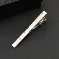 Silver metal tie clip for men business suit formal wear with crystal rhinestone detail - Diagonal Texture Business Rhinestone Style (J35)