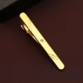Gold metal tie clip for men, featuring sparkling crystal and chic wavy engraved details. - Wave Pattern Style (New608)