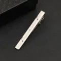Classic metal tie clip with subtle crystal detail for business men formal suit wear. - Striped Ornament Rhinestone Style (J39)