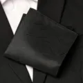 Classic black pocket square for men, featuring modern abstract line patterns for suits. - Black Snowflake Style