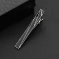 Herren Krawattenklammer geometrisches Design schwarz Emaillierung silber Metall fur Anzug. - Silberne Geometrische Linien