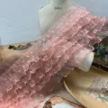Pink 15cm 5-layer dotted mesh lace ruffle trim for DIY doll clothes curtain decoration - 15cm / Flesh Pink