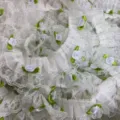 Ruban de dentelle blanche de 5 cm avec roses en tissu pour decoration de vetements DIY - Blanc et Bleu Ciel