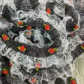 5cm Noir Blanc Dentelle Ruban Double Couche Chiffon Rose Tissu DIY Lolita Artisanat - Mousseline Noire et Blanche / Noir avec Rose Rouge