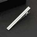 Minimalist silver metal tie clip for men, classic business suit accessory, elegant necktie pin. - Business Simple Double Line Style (J101)