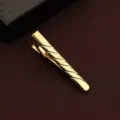 Gold tie clip for men, stylish metal tie bar with diagonal stripes for business formal wear. - New811 (LDJXK01) / Gold