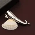Ferma cravatta balena argento per uomo abito da lavoro accessorio metallo regalo top - Scatola regalo / Delfino d'Argento