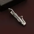 Fermacravatta sassofono argento uomo vestito formale matrimonio confezione regalo - Scatola regalo / Sassofono d'Argento
