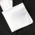 Men's white pocket square, classic formal suit handkerchief accessory for business wedding. - White Striped Style