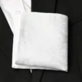 White paisley pocket square for men, classic wedding suit handkerchief, polyester fabric. - White Paisley Style
