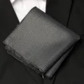 Men's formal striped pocket square polyester handkerchief for business suit jacket accessory. - Black and White Striped Style