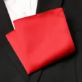 Pochette de costume rouge pour homme, mouchoir jacquard classique pour mariage marié formel. - Style à Texture Tissée Rouge Vif