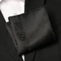 Black paisley pocket square for men, classic polyester suit handkerchief accessory. - Black Paisley Style