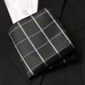Men's formal suit pocket square, black grid plaid handkerchief for business wedding. - Business Black Grid Style