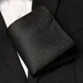 Black polka dot pocket square for men, stylish polyester suit handkerchief for formal wear. - Business White Small Dot Style
