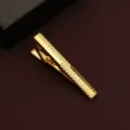 Gold metal tie clip featuring an elegant woven pattern, perfect for men's business formal suits. - New803 (LDJXK01) / Gold